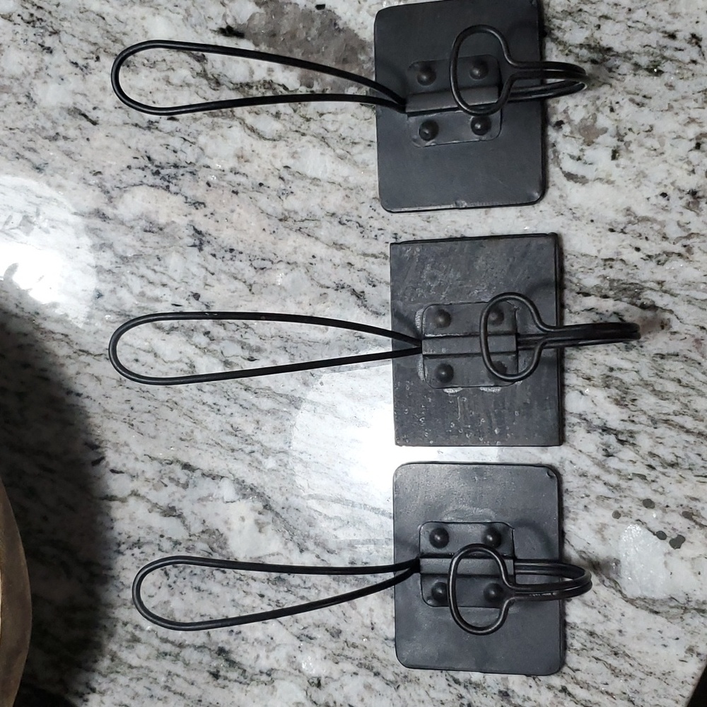 3 metal wall hooks